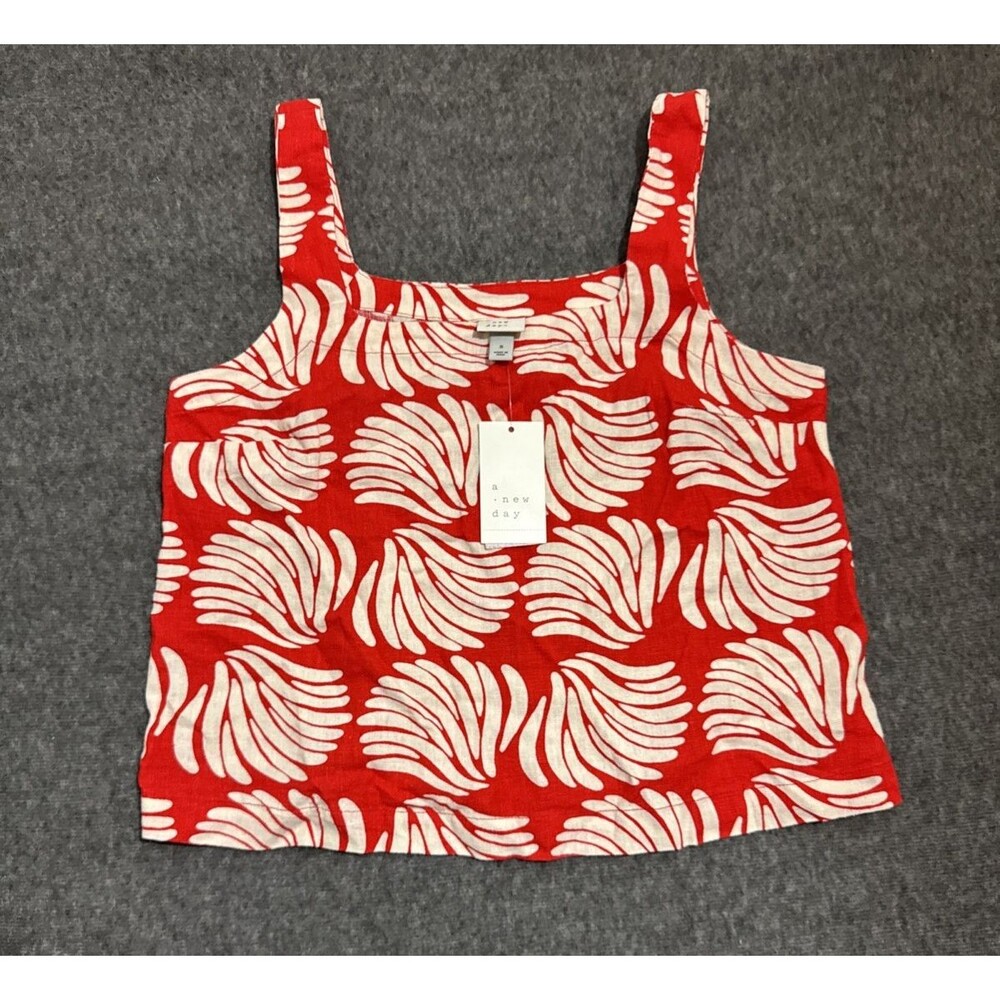 A New Day Women's Tank Blouse Seashell Pattern Red Small